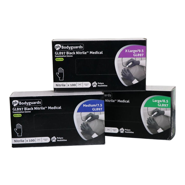 Polyco Healthline Black Nitrile Disposable Gloves (Box of 100)