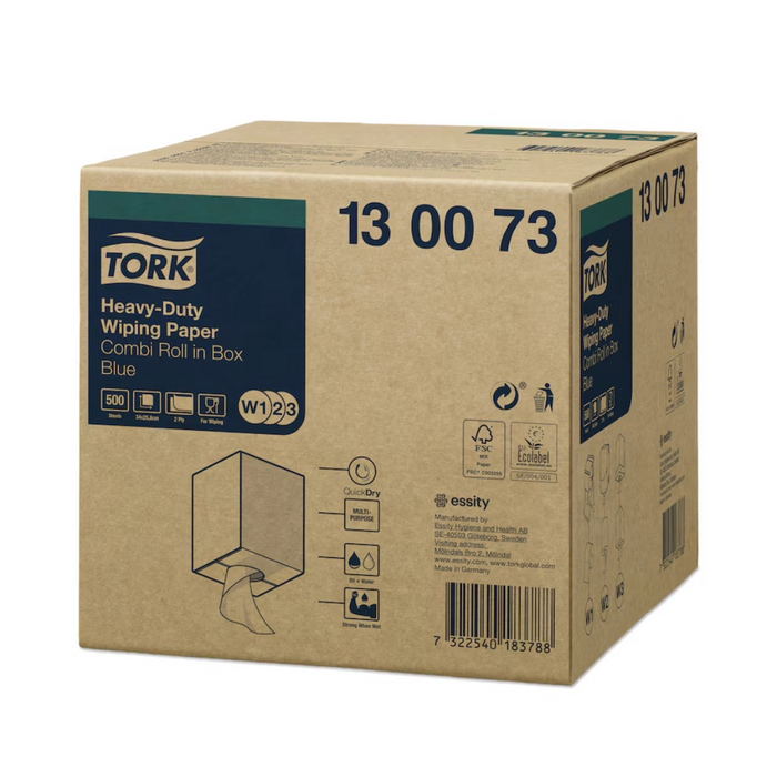 Tork Heavy-Duty Wiping Paper Blue Combi Roll in Box