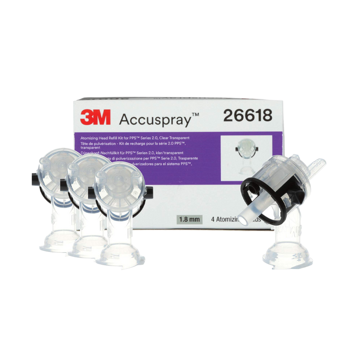 3M Accuspray Atomizing Head for PPS Series 2.0 1.8mm Clear (Refill Pack of 4)