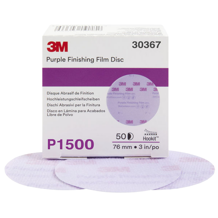 3M Purple Finishing Film Hookit Disc 75mm (Box of 50)
