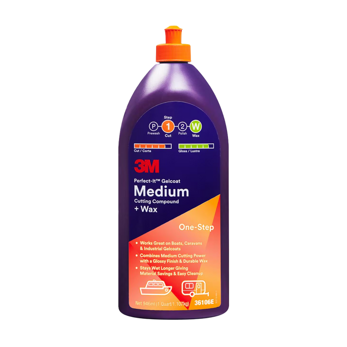 3M Perfect-It Gelcoat Medium One-Step Cutting Compound & Wax