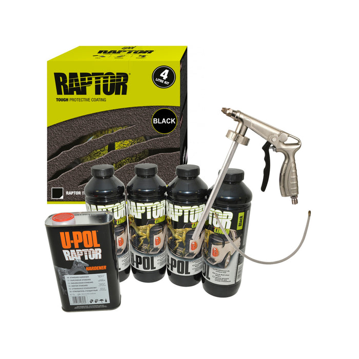 U-Pol Raptor Spray-On Liner (Black, 4L) + FOC Spraygun