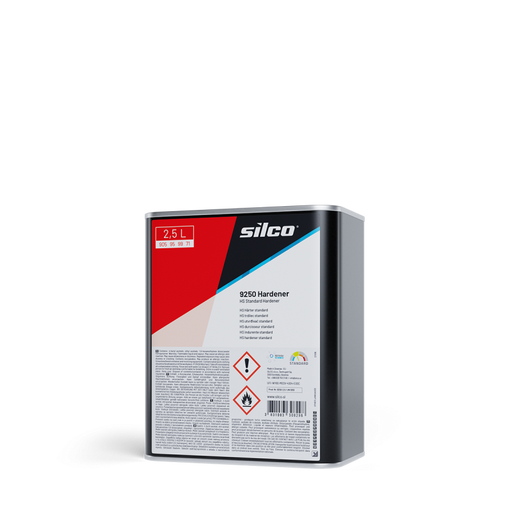 A 2.5L metal can of Silco 9250 Hardener, a two-part adhesive hardener, shown on a clean white background with a soft shadow.