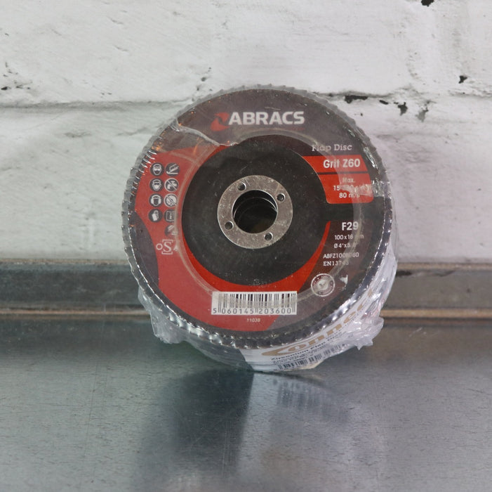 Power Tec Abracs Zirconium Flap Discs, 100 x 16mm, P60